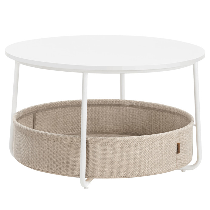 Bílý konferenční stolek VELA s úložným košem – 75 cm, elegantní design Autronic