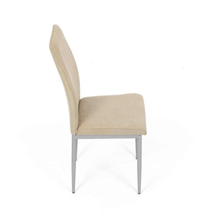 Moderná jedálenská stolička LENA z béžovej látky so sivými kovovými nohami Autronic