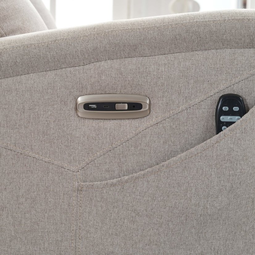 Luxusné krémové polohovacie masážne kreslo THERMIO s výhrevom a USB