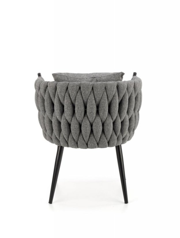 Relaxační designové křeslo s polštářem AVATAR — kov, šedá látka Halmar