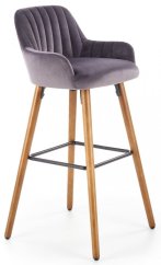 Barová židle BICKLE – masiv, kov, látka, tmavě šedá Halmar