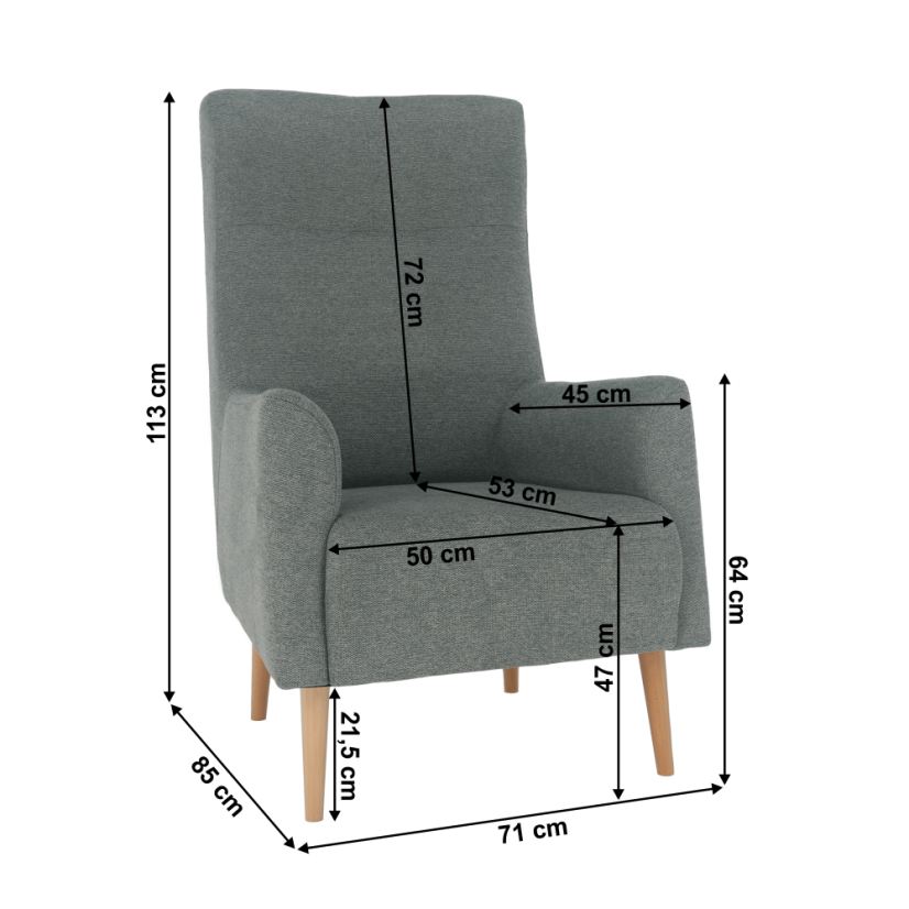 Křeslo ušák SAMY — masiv, látka, více barev