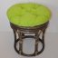 Taburet PANTAS — ratan, hnědá / více barev - Čalounění taburetu PANTAS: Světle zelený melír