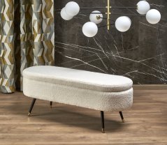 Taburet AVEIRO s úložným priestorom — oceľ, látka, béžová