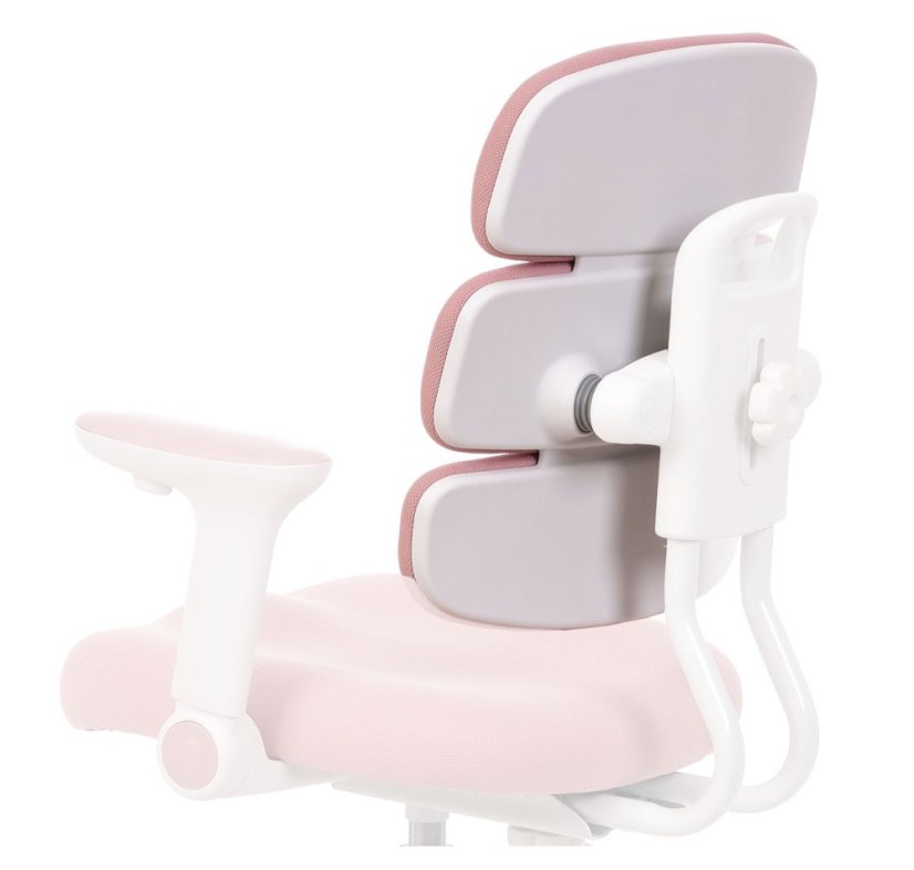 Dětská rostoucí židle GRIDDY — látka, bílá / růžová