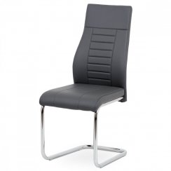 Jedálenská stolička CLARK — chróm, ekokoža, šedá