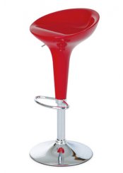 Jedálenský barová stolička VOLOS – červená, plast/chróm