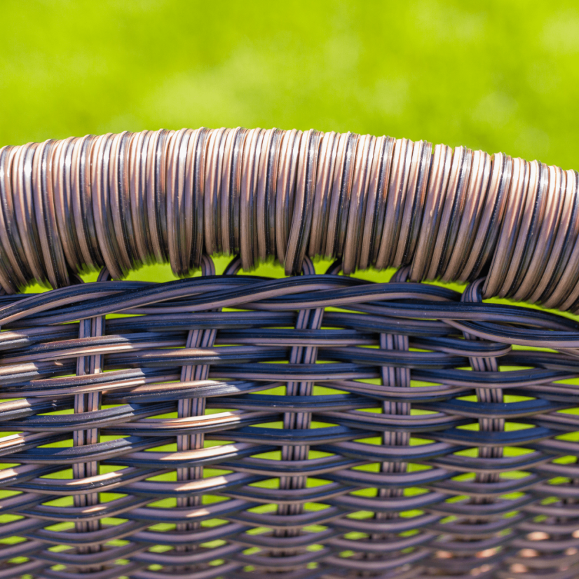 Zahradní židle DOREN — kov, umělý ratan, černá / hnědá, nosnost 150 kg Kondela