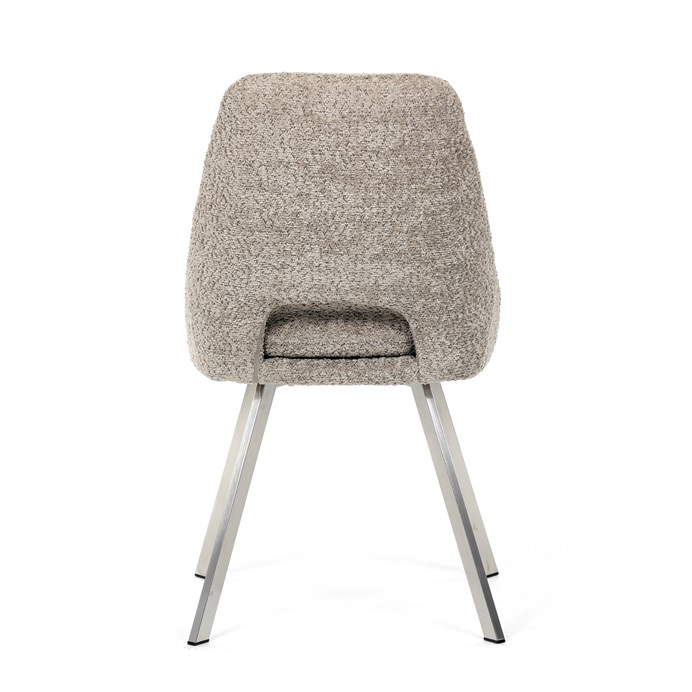Elegantná lanýžová jedálenská stolička RINA Bouclé s nerez nohami