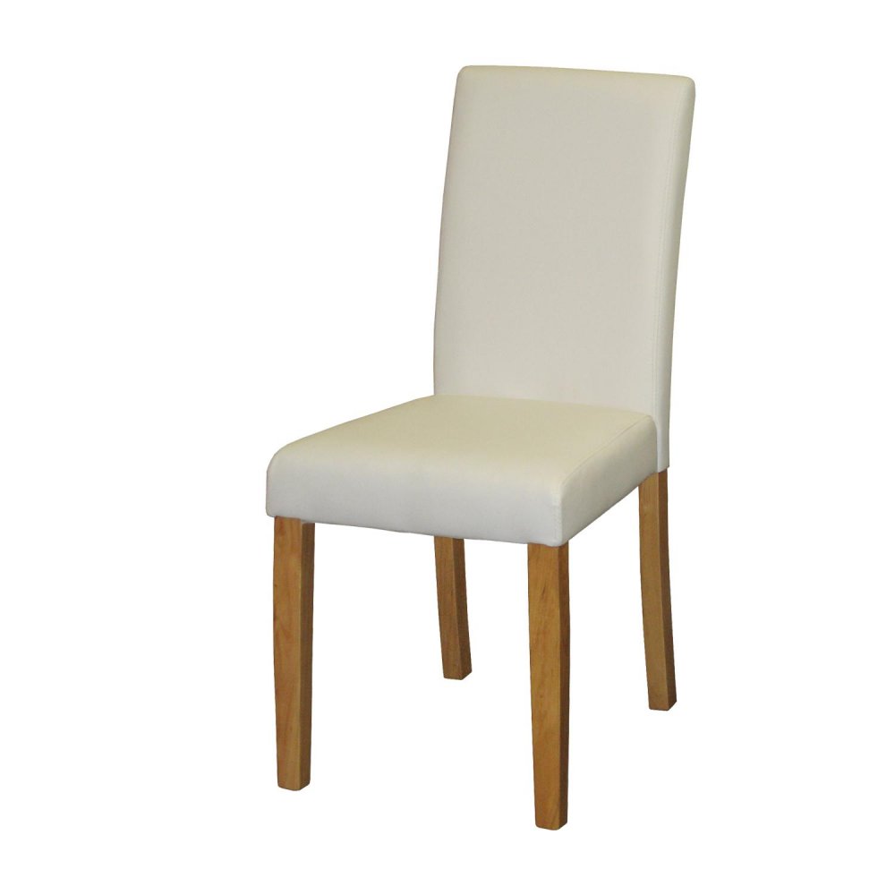 Jídelní židle KAMBI — PU kůže, masiv, bílá