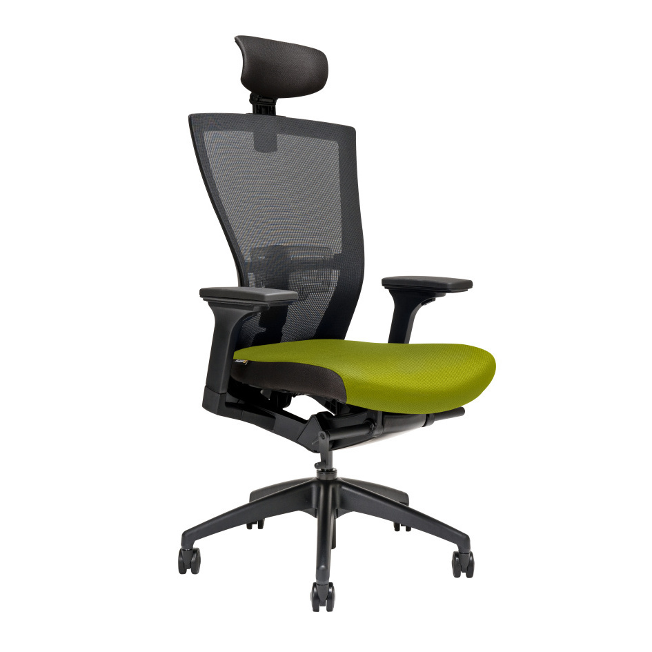Kancelářská židle na kolečkách Office Pro MERENS SP – s područkami a opěrkou hlavy Zelená BI 203