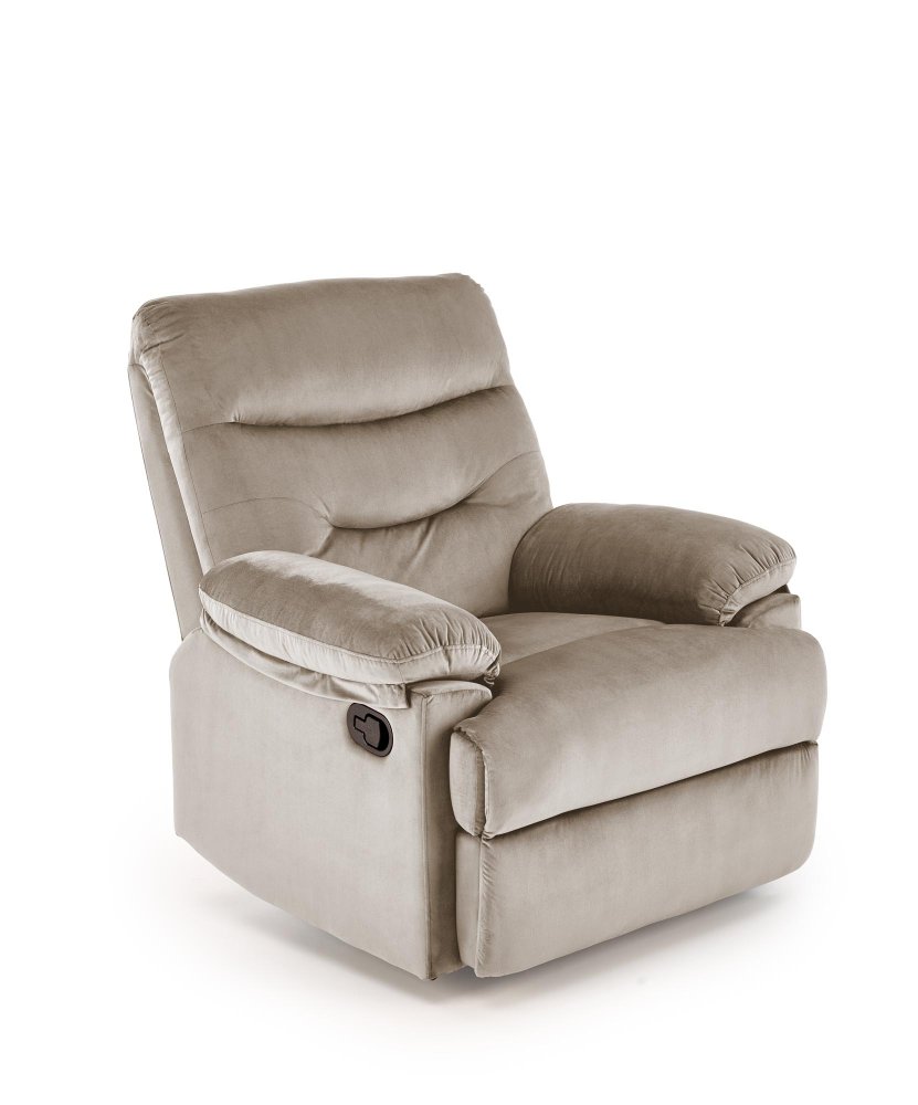 Relaxačné polohovacie kreslo DRAGER - zamatová látka, béžová