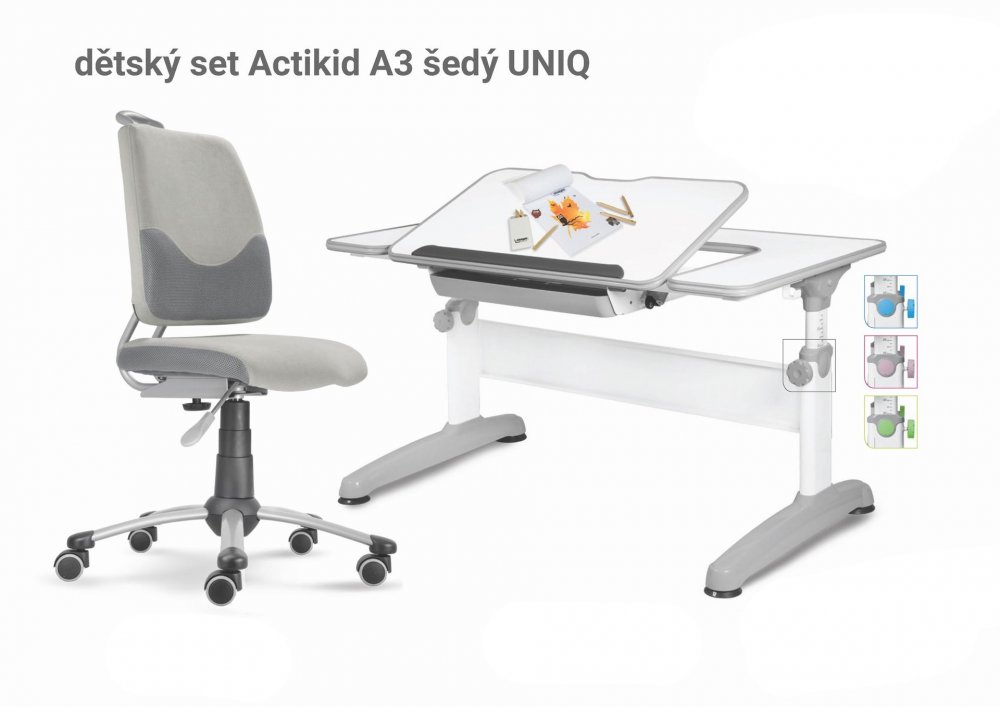 Dětský set Mayer – rostoucí židle ACTIKID A3 a rostoucí stůl UNIQ, šedá