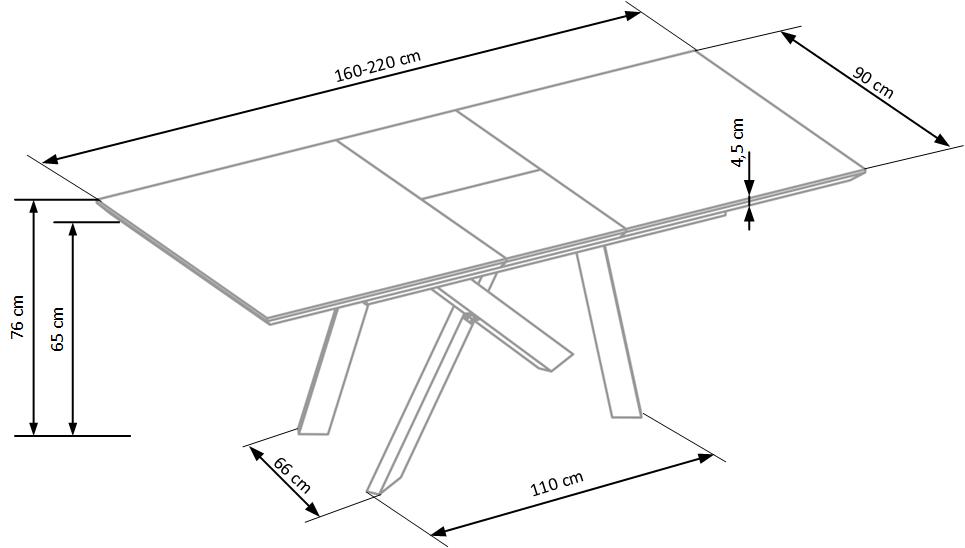 Jídelní rozkládací stůl CAPITAL – 160x90x76 (+40) Halmar (obrázek 12)