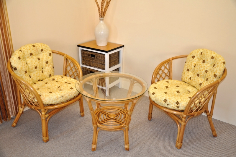 Zahradní set SERAM — ratan, látka, medová / žlutá Axin trading