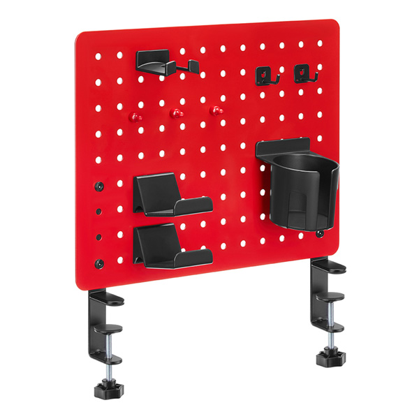 Herní organizér upínací na stůl Powerton Pegboard červený, ocel