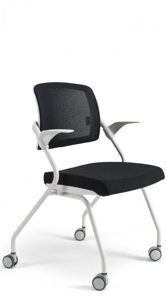 Konferenční židle na kolečkách Bestuhl U20 WHITE — více barev, stohovatelná Černá