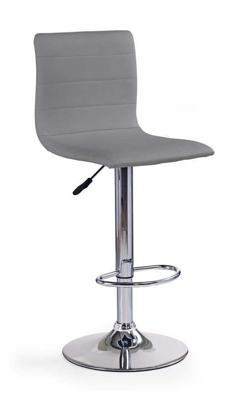 Barová židle TYWIN – šedá ekokůže, chromová podnož