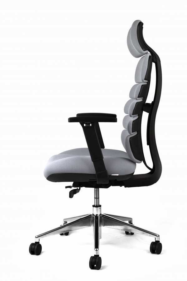 Kancelářská ergonomická židle SPINE s podhlavníkem — látka, nosnost 130 kg, více barev Šedá (obrázek 13)
