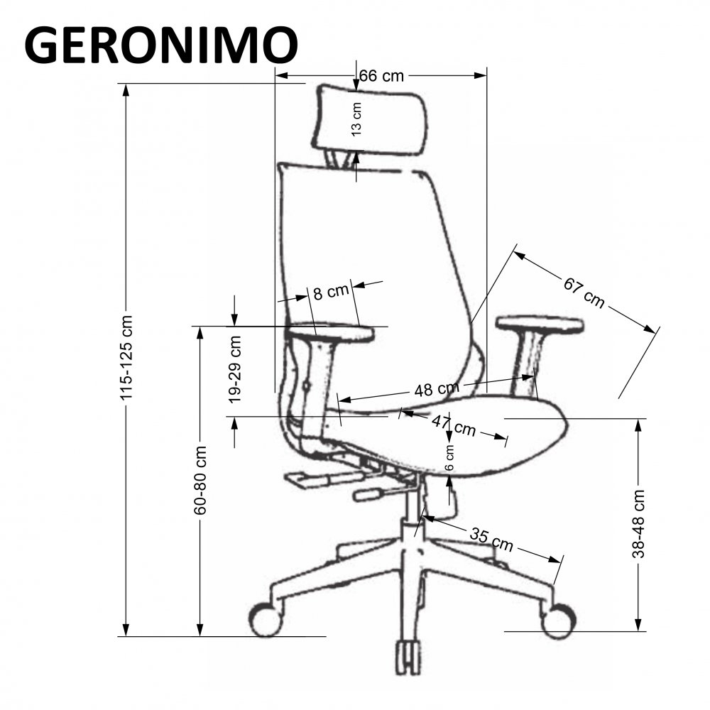 Kancelářská ergonomická židle GERONIMO — síť, černá Halmar (obrázek 9)