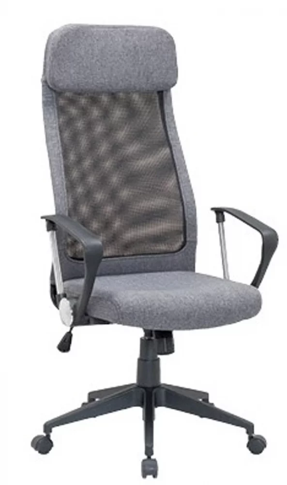 Otočná kancelářská židle KOMFORT Plus — síť, látka, šedá/černá