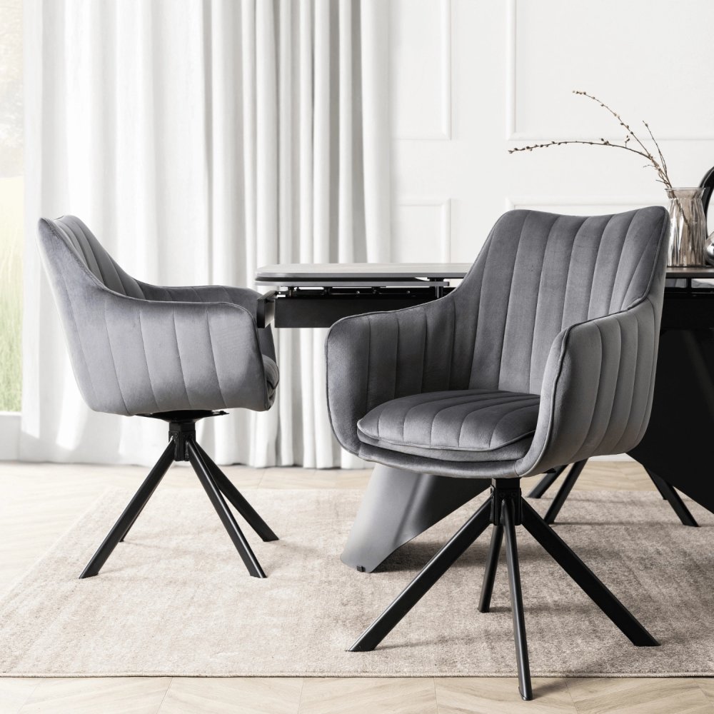 Otočná stolička MUMBAI 2 Šedá Zamat – Elegantný Komfort pre Domov i Kanceláriu