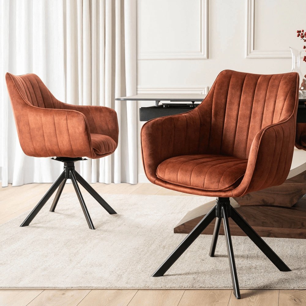 Otočná stolička MUMBAI - Hrdzavý samet, moderný dizajn