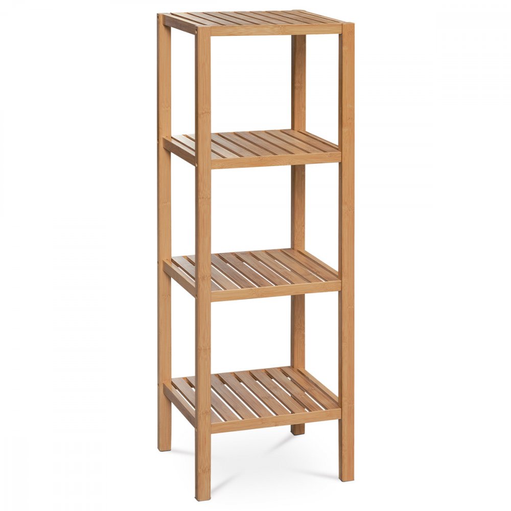 Regál, 4 police, masív bambus, prírodný odtieň, nosnosť 12 kg