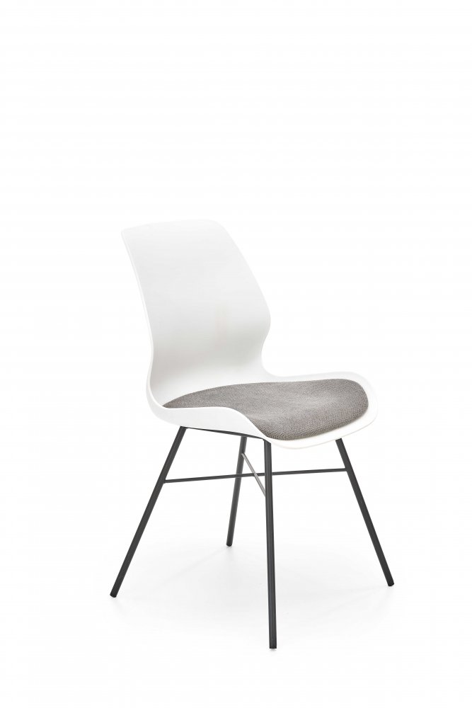 Jídelní židle MIKA - plast, ocel, látka, bílá