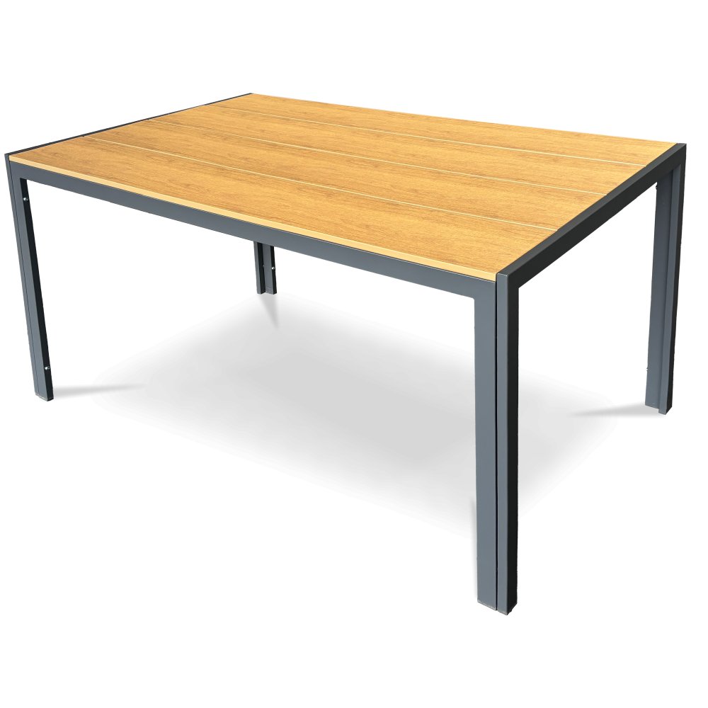 Levně Zahradní stůl METRAXO — 150x90 cm, kov, polywood, hnědá Autronic