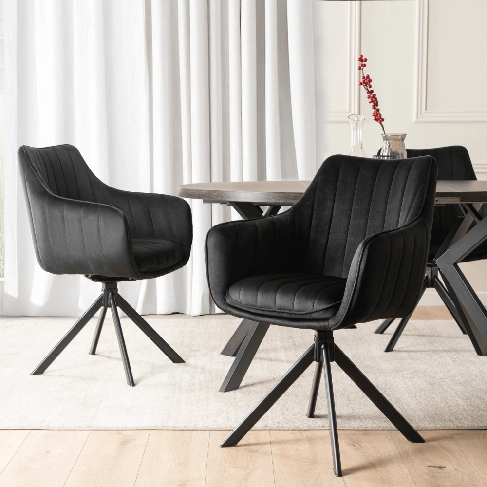 Elegantná Otočná Stolička MUMBAI v Čiernej Farbe