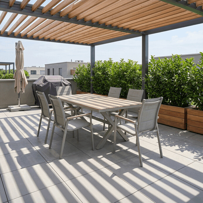 Levně Zahradní stůl DURA – 180x100, polywood, světlý dub, hliník, Autronic