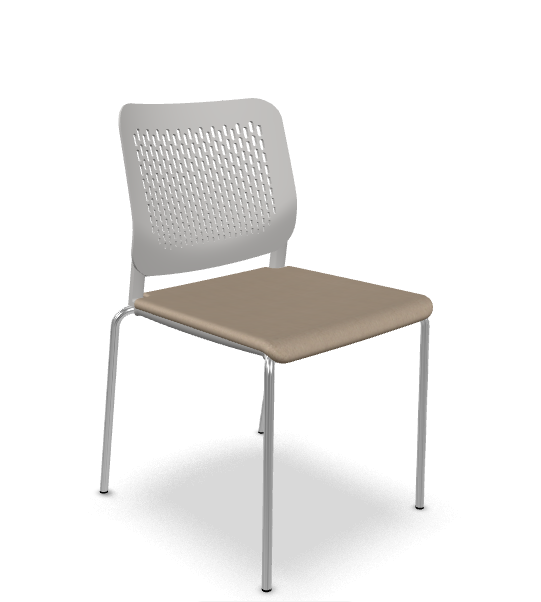 Konferenční židle TIME 171-N4 – bílý plast, čalouněný sedák, více barev, LD Seating CSE02 - béžová