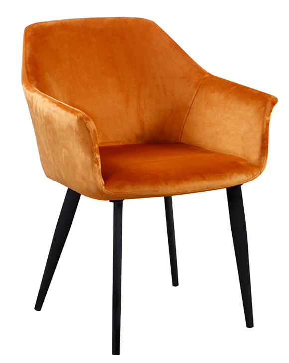 Designové jídelní křesílko ODOVEL — látka, kov/buk, více barev Cihlová/kovové nohy