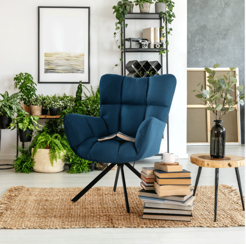 Designové otočné relaxační křeslo KOMODO — kov, Modrá/černá Kondela (obrázek 4)