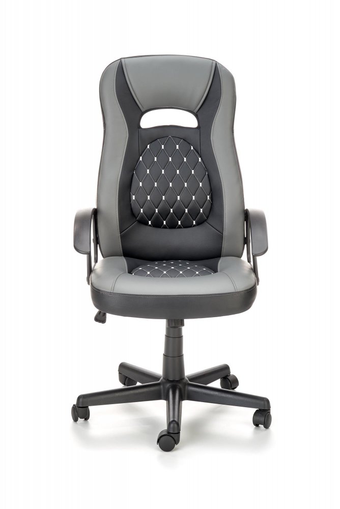 Herná stolička CASTANO – PU koža, čierna/sivá
