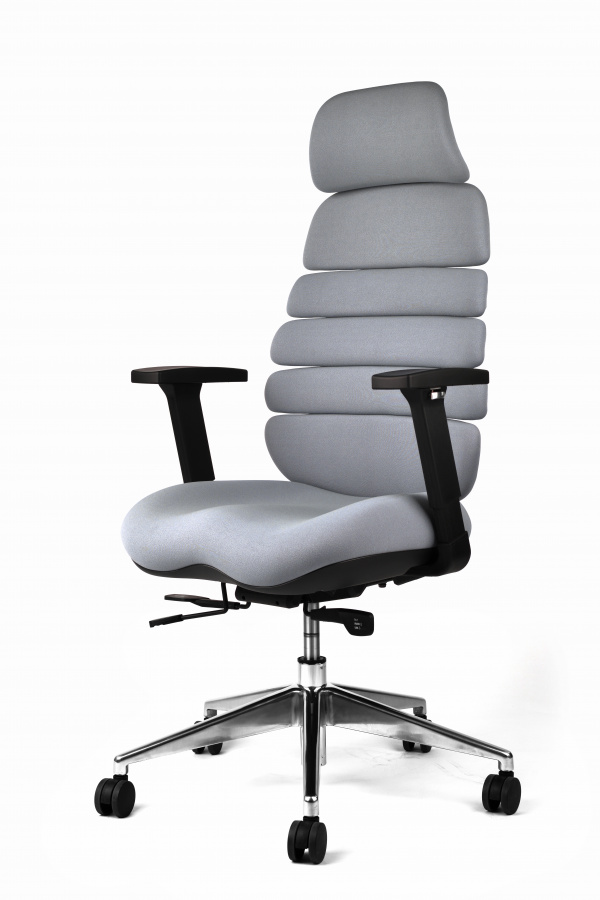 Kancelářská ergonomická židle SPINE s podhlavníkem — látka, nosnost 130 kg, více barev Šedá (obrázek 12)