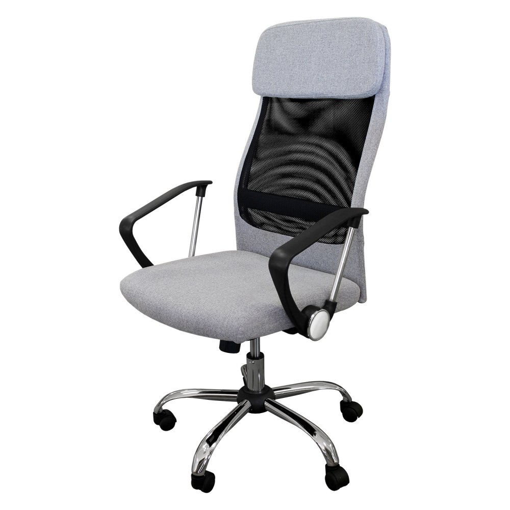 Kancelářská otočná židle BOSS — chrom, textil, šedočerná IDEA nábytek (obrázek 3)