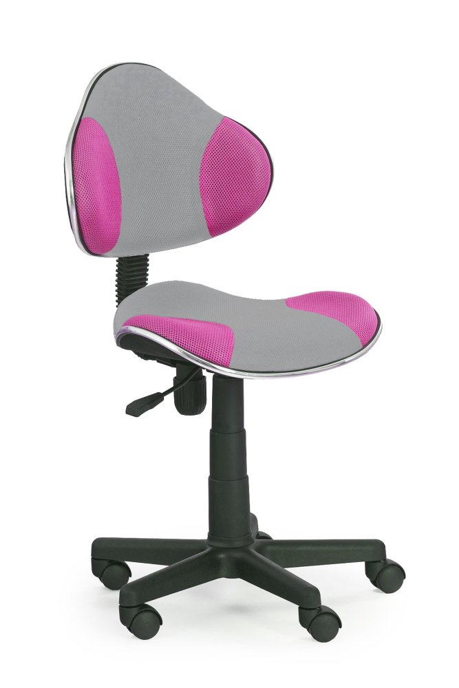 Dětská otočná židle na kolečkách FLASH - látka, růžová/šedá