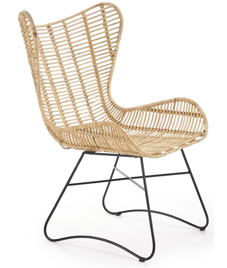 Zahradní židle INDIANA – ratan, ocel, černá Halmar