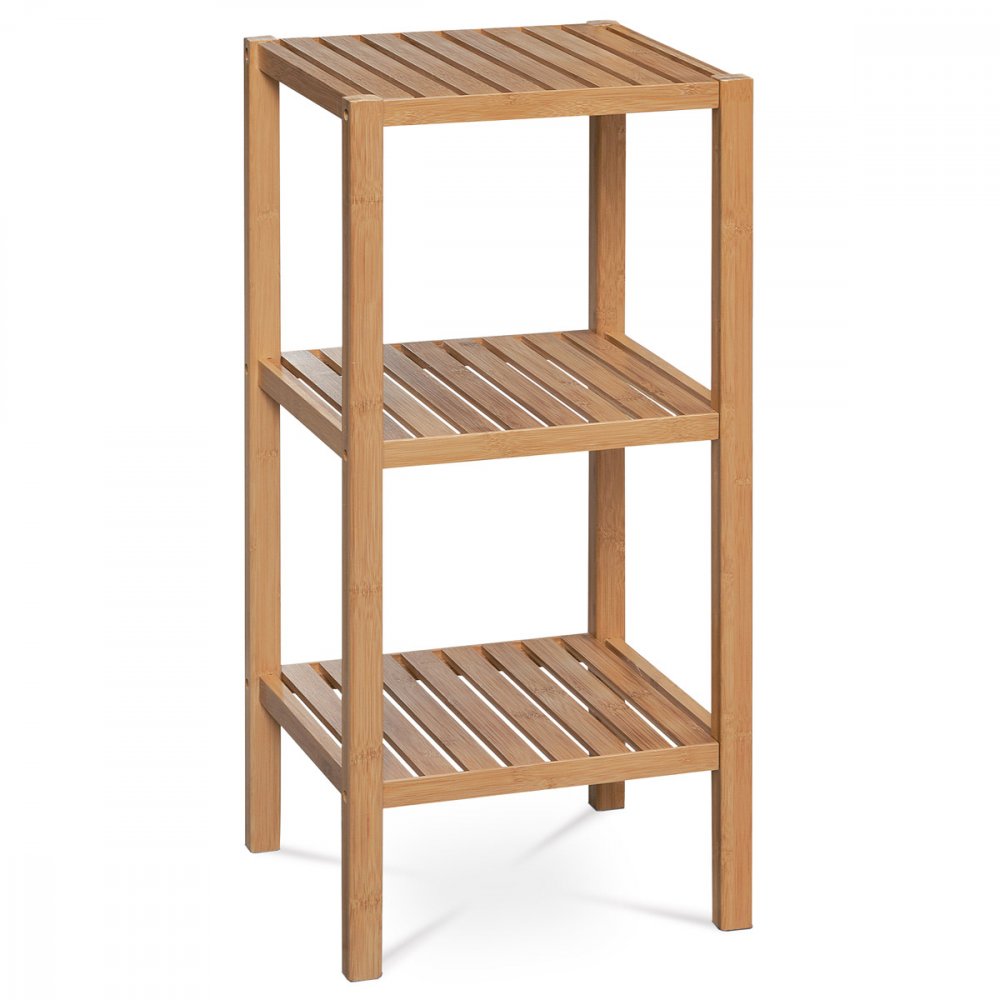 Regál, 3 police, masív bambus, prírodný odtieň, nosnosť 9 kg