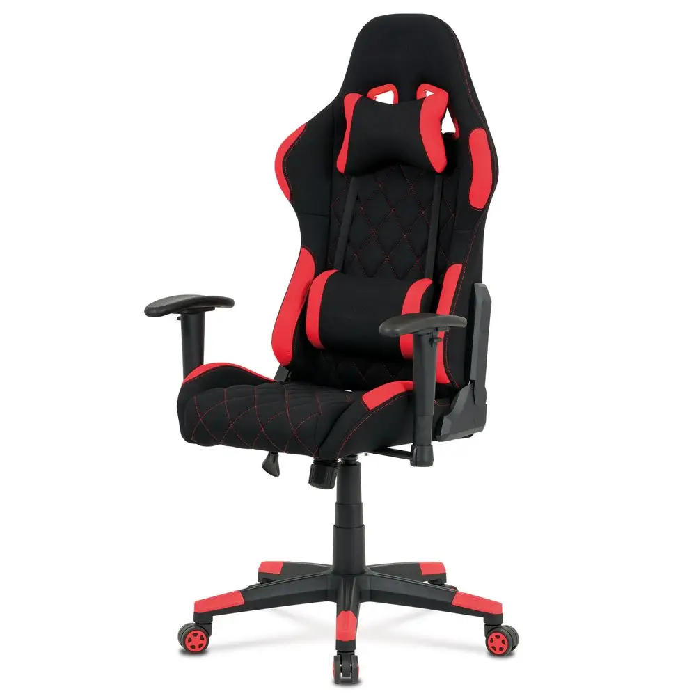 Herní židle ERACER V606 – červená/černá, látková, nosnost 130 kg