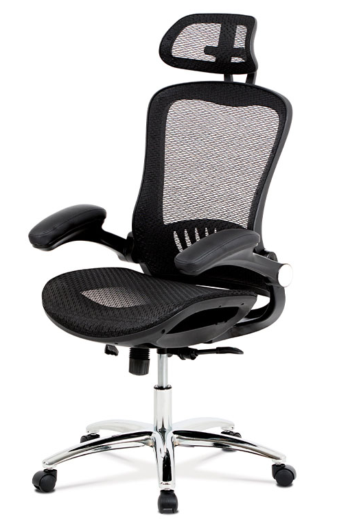 Kancelářská ergonomická židle MET — černá, s podhlavníkem a područkami