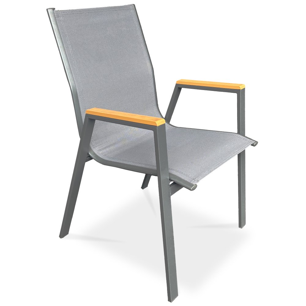 Zahradní židle METRA– kov, síťovina, šedá Autronic