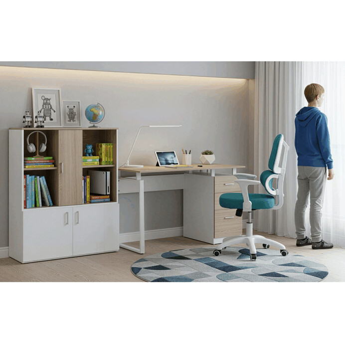 Levně Stylový kancelářský stůl RENO 120x60cm s šuplíky – melamin, dub sonoma Autronic