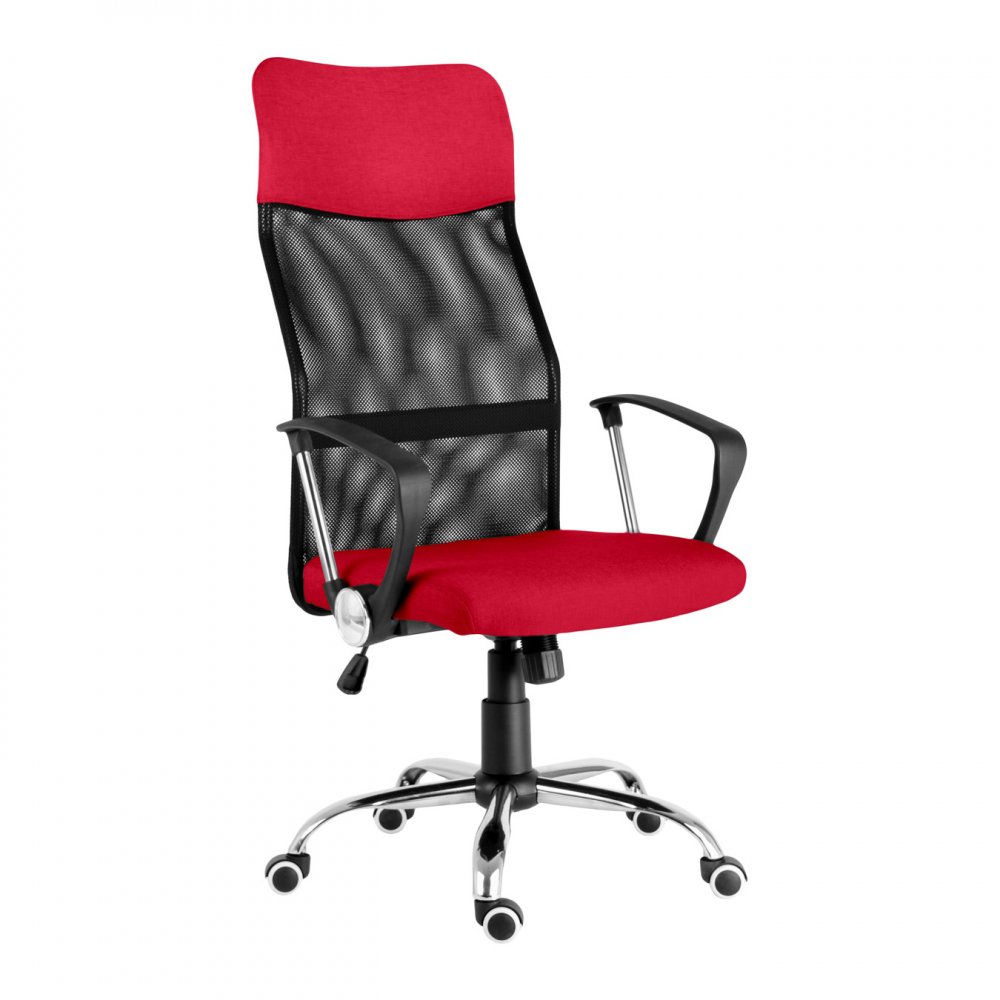 Kancelářská otočná židle PREZIDENT — látka, síť, červená