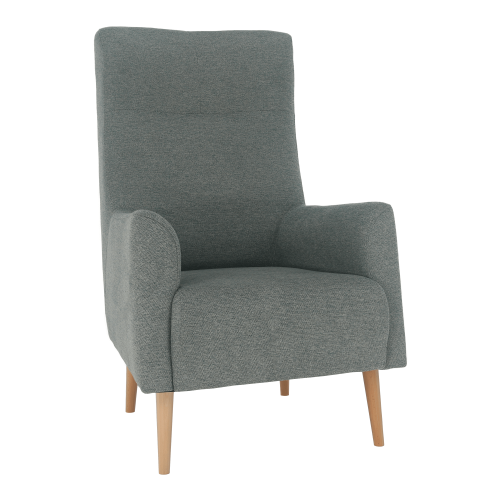 Křeslo ušák SAMY — masiv, látka, více barev Mentol / buk