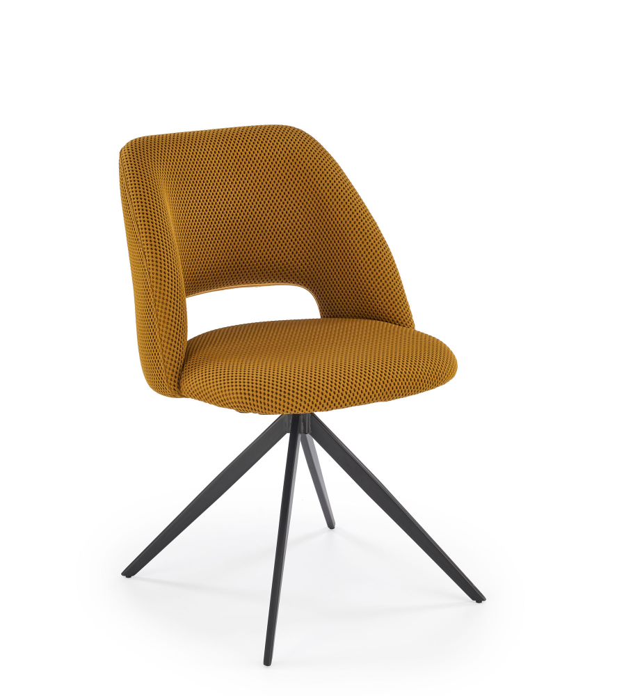 Designová otočná stolička LARTON — kov, tkanina, viac farieb Žltá