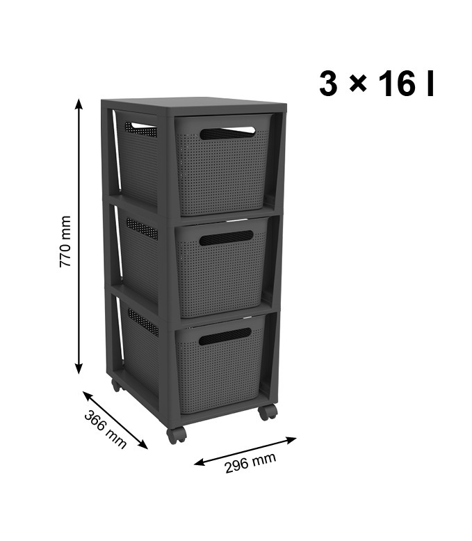 BRISEN komoda 3x16 L - antracit (obrázek 4)