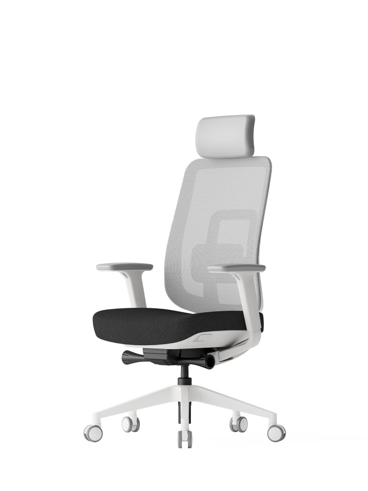 Ergonomická kancelárska stolička K42 WHITE SP – sieť/čalúnená, čierna